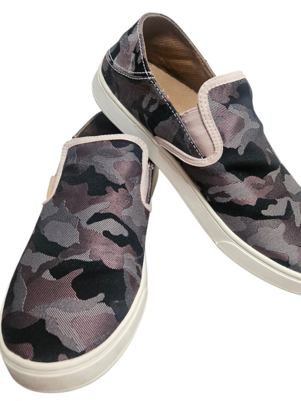 Olukai Pehuea Pai Women 10 Gray/Pink Camo Slip On Sneaker Casual Loafers Comfort